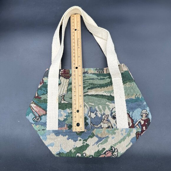 Vintage Tapestry Golf Bucket Bag Handbag Set Green Lady Golfer 1990s Dee Dee - Picture 14 of 16
